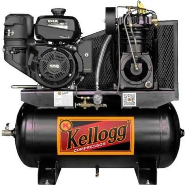 Kellogg-American HD30GK14E-335, 14HP, Gas Comp, 30 Gal, 175 PSI, 27.9 CFM, Kohler, Elctric Startl, Kellogg Compressor, Mfr#: L001132